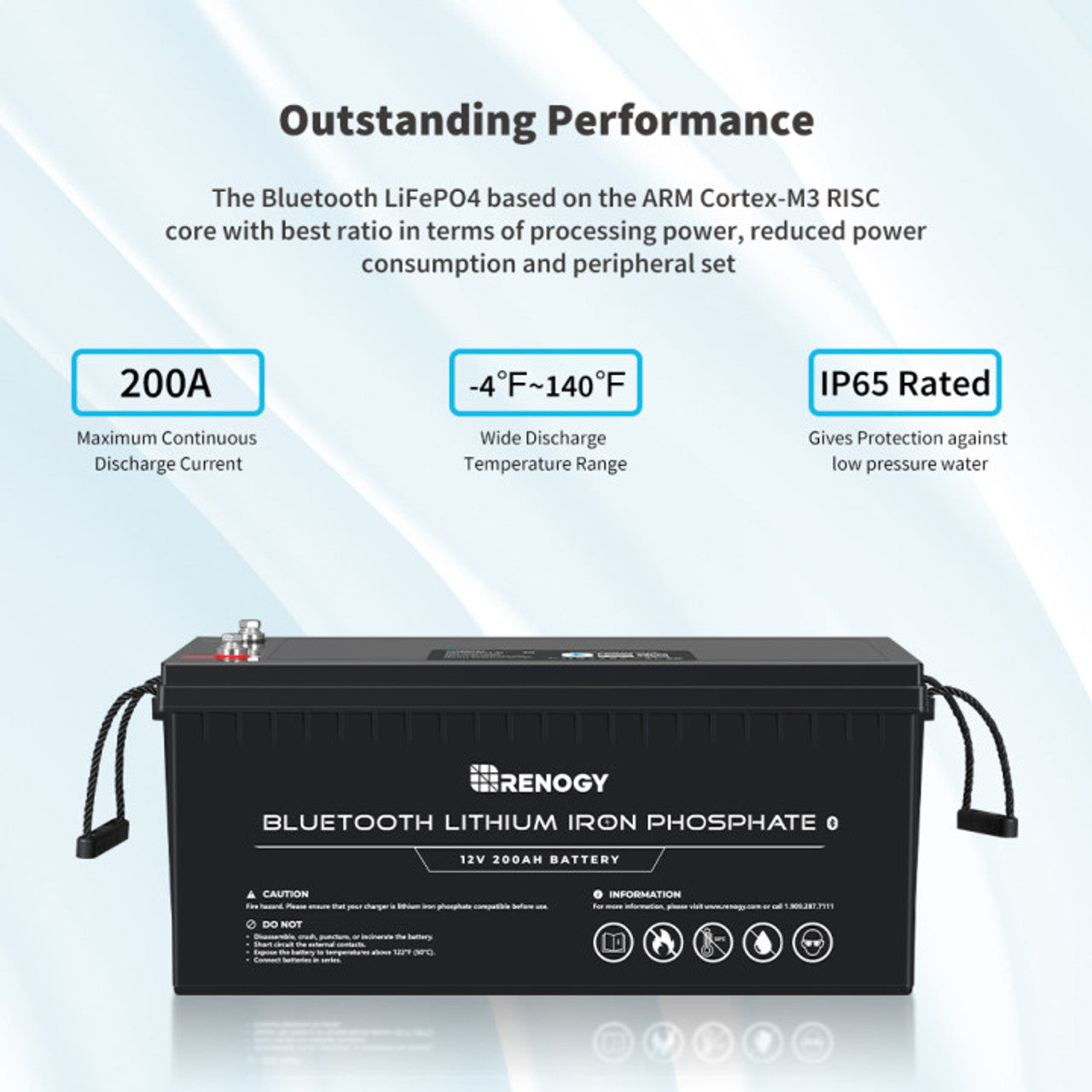 12V 100Ah Renogy Lithium Iron Phosphate Battery with Bluetooth